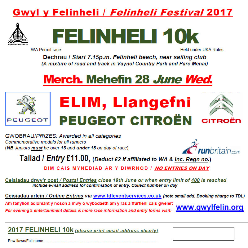 Cofrestru ar gyfer Ras 10k 2017